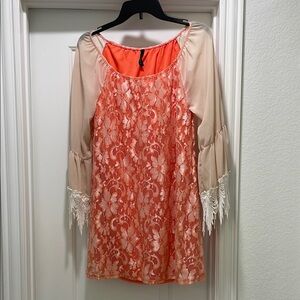 Voll Style Cream and Pink Dress with Elegant Design